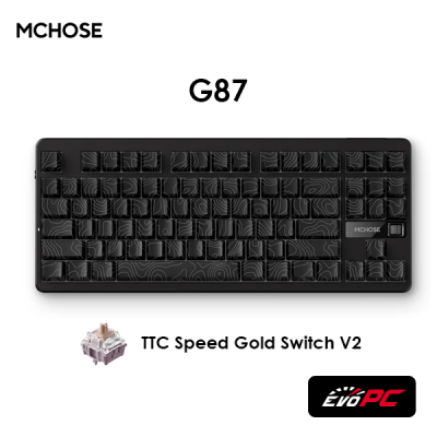 Игровая клавиатура беспроводная MCHOSE G87 Mechanical Gasket Mount Black Topographic Speed Gold Swit