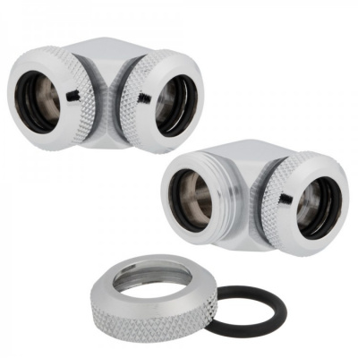 Фитинг Corsair Hydro X Series XF Hardline 2-pack 90° Angled 14mm OD compression - Chrome